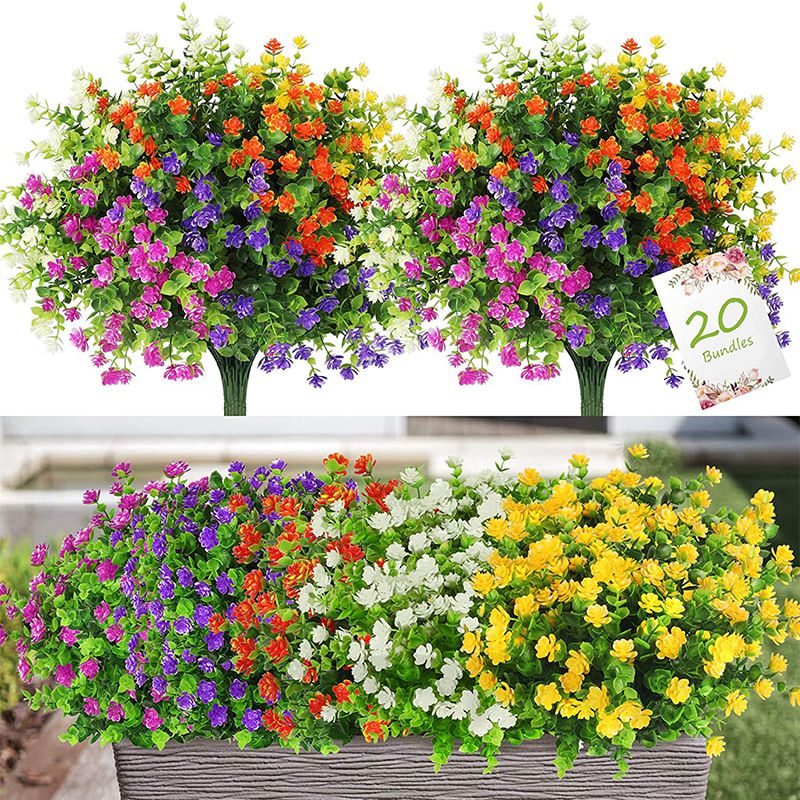 Bonsai Garden Ideas - 3/6개 인조 식물 꽃 유칼립투스 안개꽃